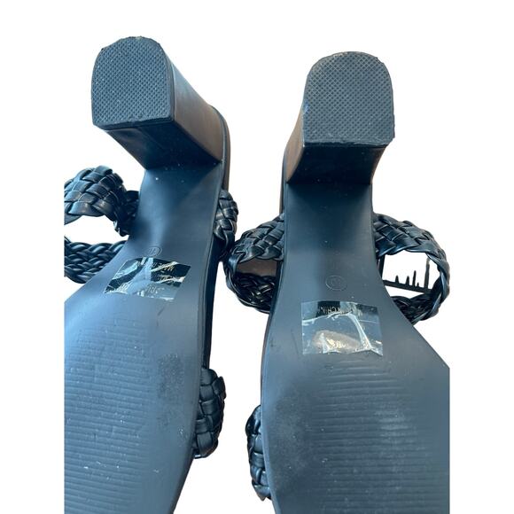 Levelle Women’s Aria Braided Two Strap Block Heel Sandals, Black, Size 10 - Picture 9 of 10